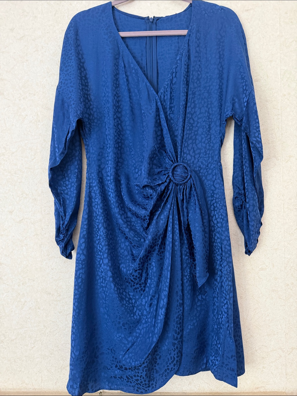 Parker Navy Blue Floral Jacquard Silk Combination Dress